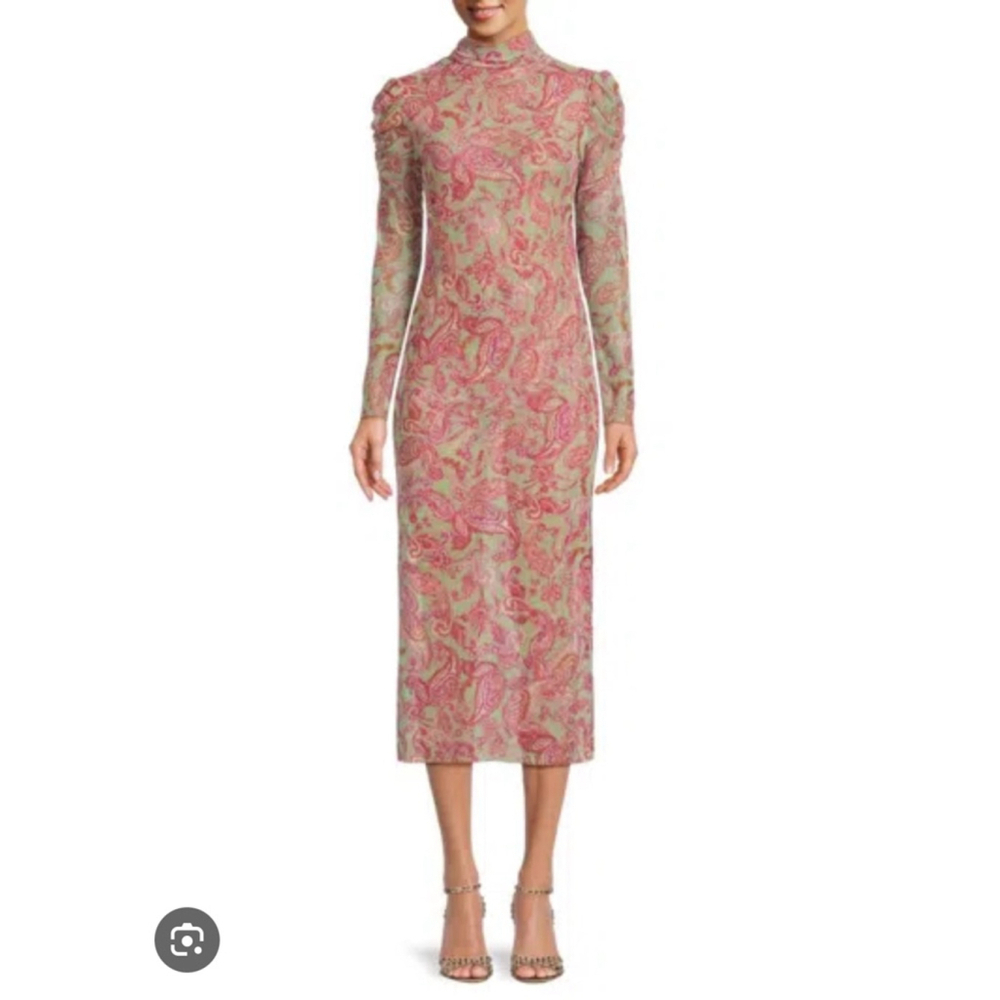 Women's MISA Los Angeles Dress Size S Green Pink Paisley